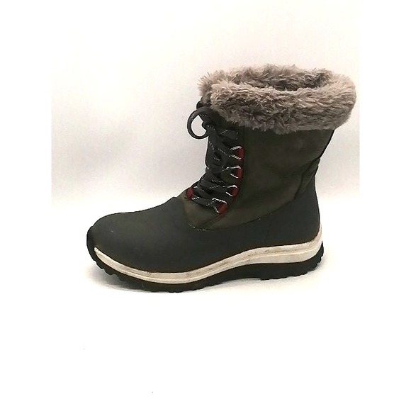 The Original Muck Boots Womens Green 7 Ankle Winter Shoes Vibram Fur Trim 050018 - Picture 1 of 14